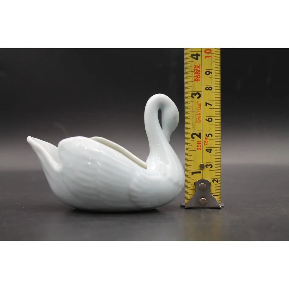 Vintage California Swan Candle Holder Light Blue Porcelain Made in Japan 4